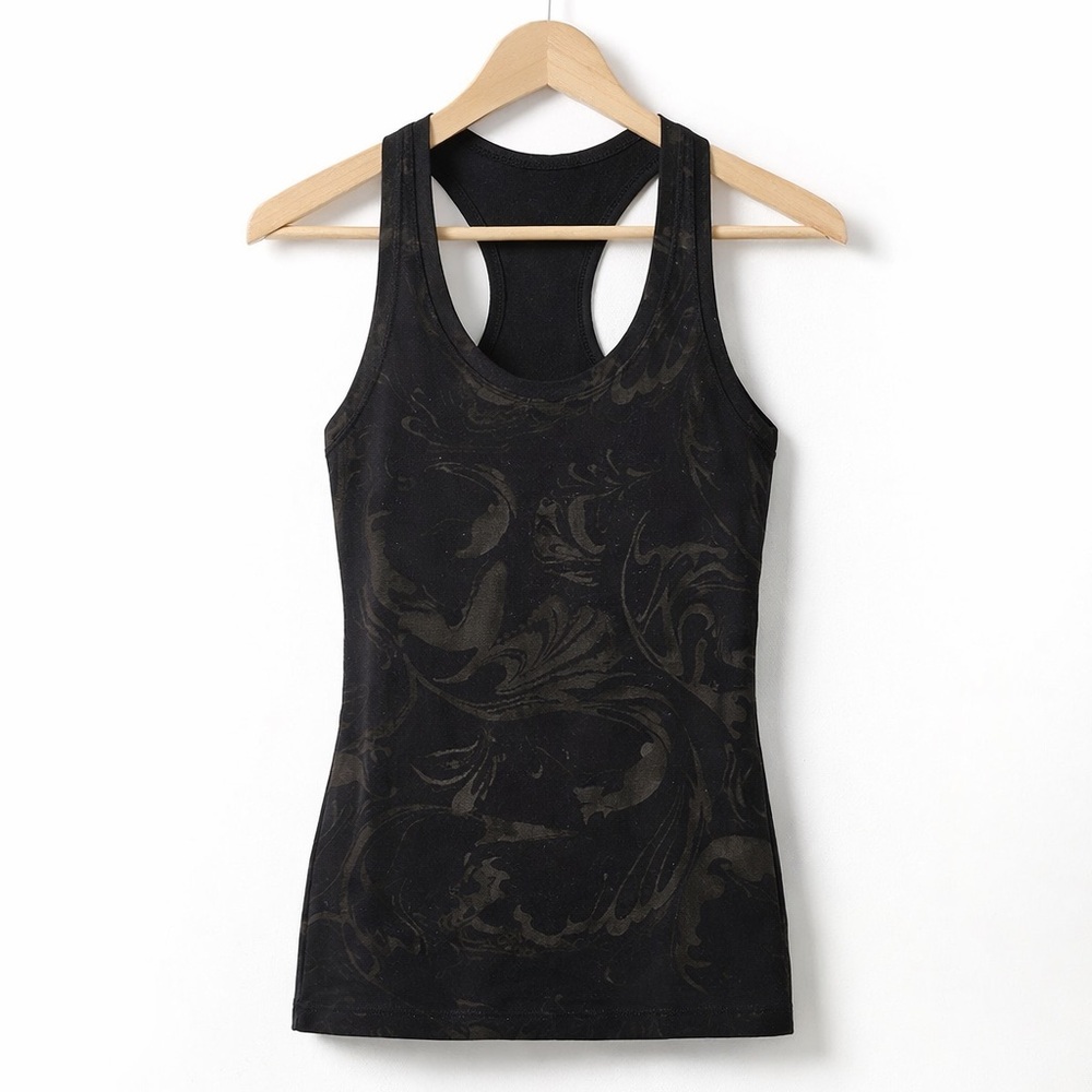 Athleta Momentum Seamless Tank Top Black Paisley Racerback Women’s Medium